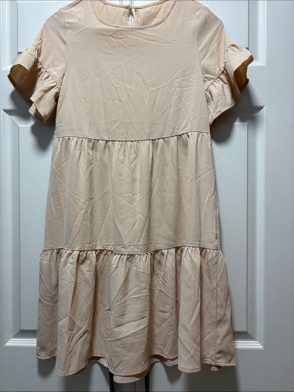 Women's Ruffle Sleeve Tiered Dress — Cream